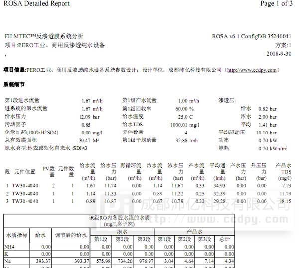 PR反滲透系統軟件設計結果(局部)